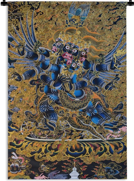Wandkleed Bhutan - Kunst uit Bhutan Wandkleed katoen 90x135 cm - Wandtapijt met foto