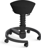Aeris Swopper - ergonomische bureaukruk - zwart onderstel - zwarte zitting - harde wielen - microvezel - standaard