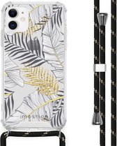 iMoshion Design hoesje met koord voor de iPhone 11 - Bladeren - Zwart / Goud