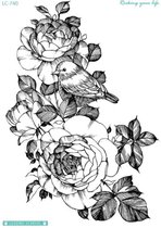 Temporary tattoo | tijdelijke tattoo | fake tattoo | vogel - bloemen | 150 x 210 mm