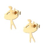 Aramat jewels ® - Oorbellen zweerknopjes ballerina goudkleurig chirurgisch staal 10mm x 6mm