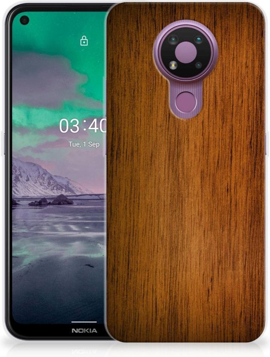 Nokia 3.4 Bumper Hoesje Donker Hout