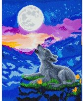 Craft Buddy Crystal Art - Howling Wolf Cub Met Frame 40 X 50 Cm