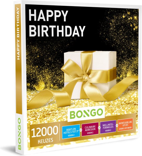 Bongo Bon - Happy Birthday Cadeaubon - Cadeaukaart cadeau voor man of vrouw | 12000 belevenissen: culinair, wellness, overnachting, sportief en meer