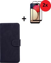Samsung Galaxy A32 Hoesje - 5G - Samsung Galaxy A32 Screenprotector - Samsung A32 hoes Wallet Bookcase Zwart + 2x Screenprotector