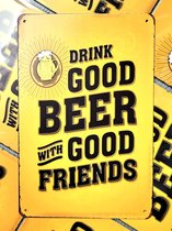 Beer | With good friends | wandborden metaal | 20 x 30cm