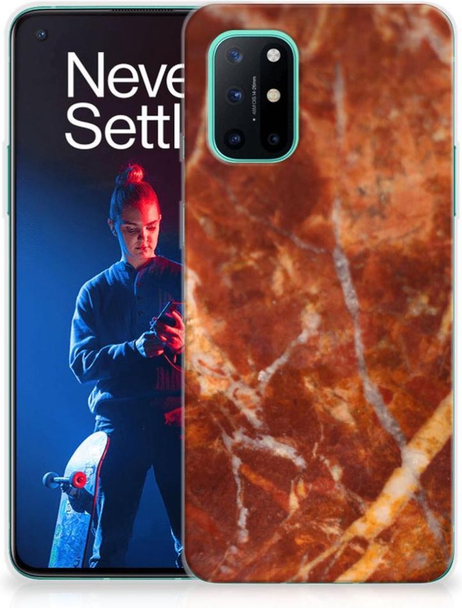 OnePlus 8T TPU Siliconen Hoesje Marmer Bruin