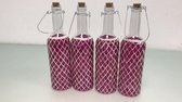 Decoratieve flessen - 4 stuks - Roze