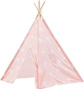 Luxe Tipi Tent HART roze - 120 x 120 x 150 cm - wigwam speeltent - tipi tent kinderen - speeltent kinderen - jongens en meisjes - speelgoed