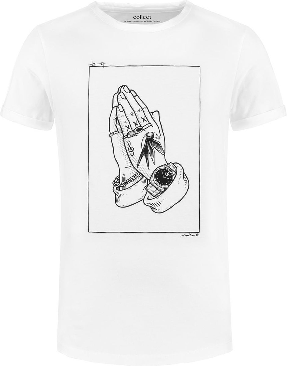 Collect The Label - Pray Tattoo T-shirt - Wit - Unisex - XL