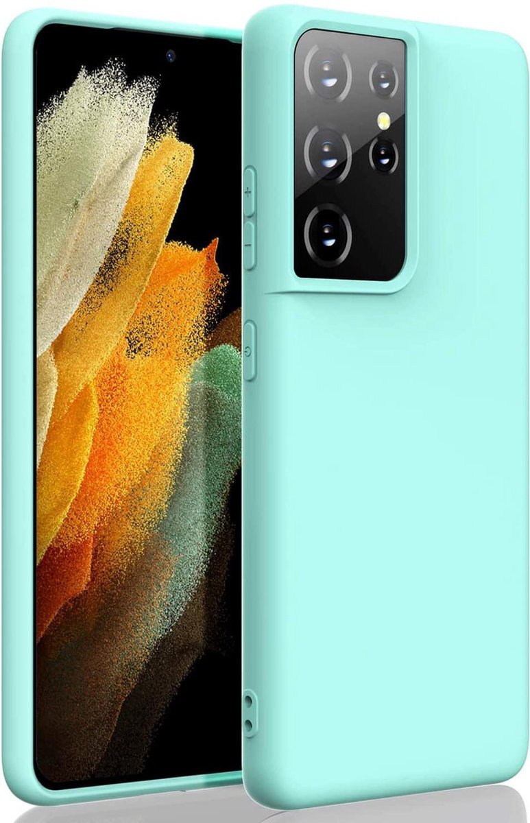 HB Hoesje Geschikt voor Samsung Galaxy S21 Ultra - Turquoise - Siliconen Back Cover