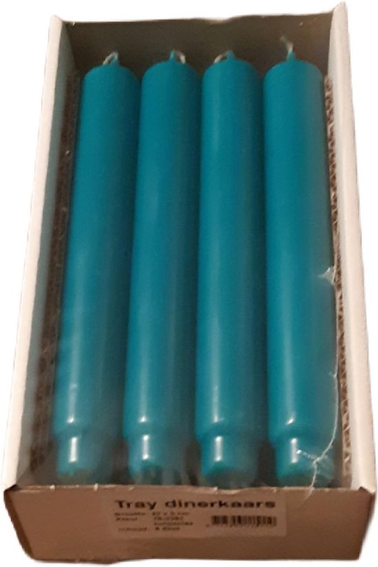 Dinerkaarsen turquoise (23x3cm)