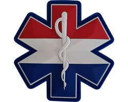 3D PVC Patch AMBULANCE (Star of Life) NEDERLAND contour 8cm