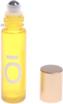 Rollerflesje GEEL 10 ml - frosted glas - met het õ doterra symbool - aromatherapie