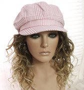 Zomer baret met klep ruitje kleur geel wit maat one size