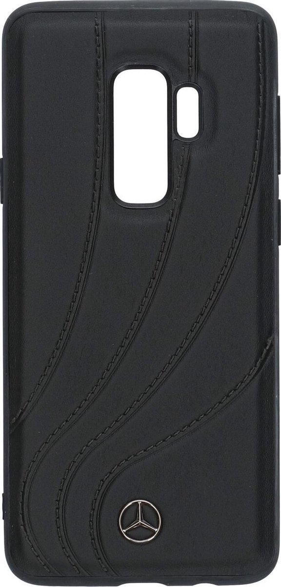 Zwart hoesje van Mercedes-Benz - Backcover - Avantgarde - Leer - Galaxy S9 Plus - Silicone rand