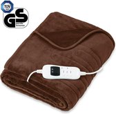 Sinnlein® - Elektrische deken bruin - fleece deken - warmte deken elektrisch - verwarmde deken XXL - verwarmingsdeken - 160 x 120 cm - automatisch uitschakelen - knuffeldeken - tim