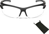 ⭐⭐⭐⭐⭐ Premium Fiets Zonnebril Heren - Fietsbril Heren - Bril Voor Wielrennen - Zwart met Transparante lenzen - Stootvast - Inclusief Bewaarzakje