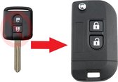 Autosleutel 2 knoppen ombouwset sleutelbehuizing met sleutelblad  geschikt voor Nissan sleutel Micra X-Trail / Nissan Qashqai / Nissan Note/ Nissan juke / Nissan Parthfinder / niss