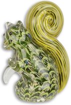 Beeld - Glazen sculptuur Groene eekhoorn - decoratief - Murano stijl - 17,1 cm hoog