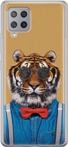 Samsung Galaxy A42 hoesje siliconen - Tijger hipster - Soft Case Telefoonhoesje - Print / Illustratie - Bruin