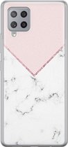 Samsung Galaxy A42 hoesje siliconen - Marmer roze grijs - Soft Case Telefoonhoesje - Marmer - Roze