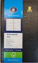 RYAM - ZAKAGENDA - MEMOPLAN 7 - 2022 - WEEK OP 2 PAGINA'S - BEGINT ZONDAG - HARDE KAFT - ZWART - 9X15CM