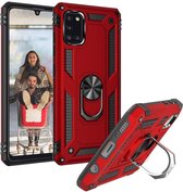 Samsung Galaxy A31 Hoesje - Anti-Shock Hybrid Armor met Kickstand Ring - Rood