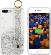 BackCover met handige Strap en Ring - Telefoonhoesje - Hoesje voor Apple iPhone 8 Plus/7 Plus/6 Plus - Wit met glitter