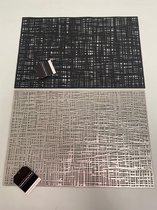 Moderne placemats/onderzet matjes - 2 stuks (zwart/zilver)