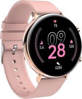 Optible® Satini - Smartwatch - Dames - Vrouwen - Horloge - Stappenteller - Touchscreen - bloeddrukmeter - verbrande calorieën - zuurstofmeter - Goud - Rose