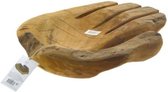 Schaal teak hout in de vorm van een hand, 40 cm.