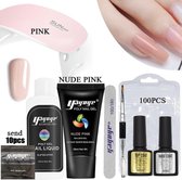 Yayoge - Polygel kit - poly gel nagels - Nagelverlenging -1 kleur nude roze/nude pink - starter kit - 7 delig - Roze led lamp - nagelvijl - Starterset voor Acrylgel – acryl