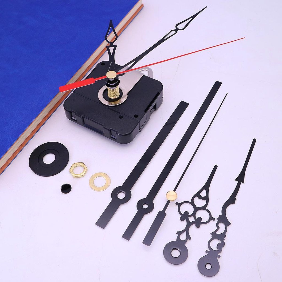 Mudder 6 stuks hoog koppel lange schacht klok uurwerk mechanisme met pasta's, haken en 6 verschillende paar wijzers klok reparatie onderdelen vervanging (13 mm/ 0,51 inch