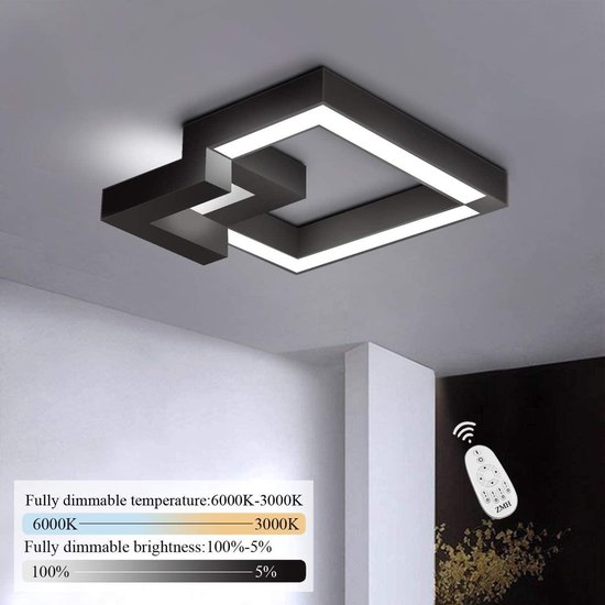 LED Zwarte Plafondlamp Met Afstandsbediening 3 Kleuren | bol