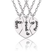 Kasey Vriendschapsketting - BFF ketting voor 3 - Best friend forever - Hartje