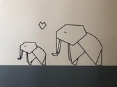 Olifant met baby olifant - Muursticker - zwart - olifant - baby - love - Sticker - Decotratie - Wall sticker