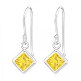 Aramat jewels ® - Oorhanger vierkant kinderen zirkonia geel 925 zilver 6mm