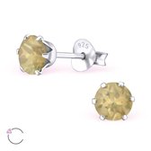 Aramat jewels ® - Oorbellen rond swarovski elements kristal 925 zilver opaal zand 5mm
