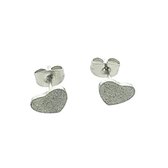 Aramat jewels ® - Stalen oorbellen gediamanteerd hartje 8mm