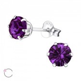 Aramat jewels ® - Zilveren oorbellen rond 6mm paars swarovski elements kristal