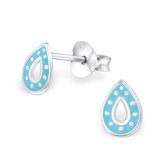 Aramat jewels ® - Kinder oorbellen druppel 925 zilver blauw 6mm