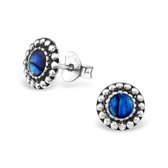 Aramat jewels ® - Geoxodeerde zilveren oorbellen schelp abalone blauw 8mm