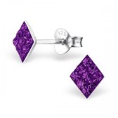 Aramat jewels ® - 925 sterling zilveren oorbellen ruit kristal paars