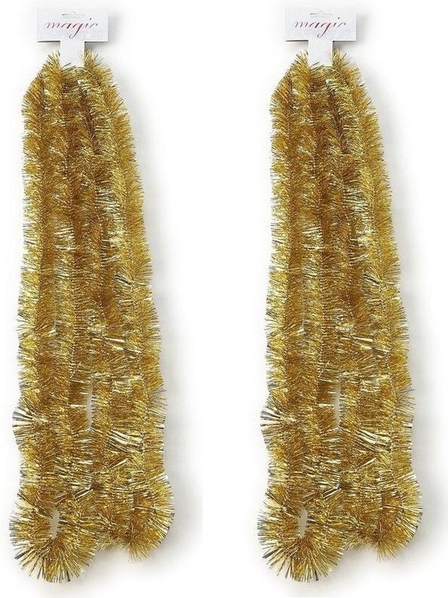 10x stuks kerstslingers goud 270cm - Guirlande folie lametta - Gouden kerstboom versieringen