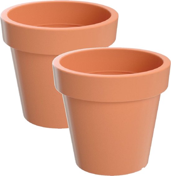 2x Pots de fleurs en plastique 30 cm terre cuite - Pots de fleurs de fleurs  pour... | bol.com
