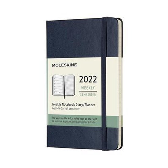 Moleskine 2022 Weekly Planner, 12m, Pocket, Sapphire Blue, Hard Cover (3.5 X 5.5)
