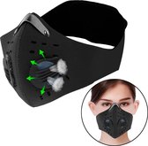 Uitwasbaar 3D sporting X-tra face mask sporters mondkapje met dubbel uitlaatventiel incl filter met neusklem en nekbevestiging