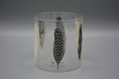 Windlicht - Waxinehouder - Glas met Veren - 10 x 10 x 10 cm