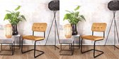 DS4U® Darwin eetkamerstoel - zwart metaal - velvet - velours - stof - goud - geel - set van 2